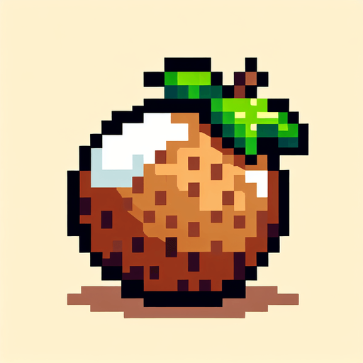 8-bit. Cartoon. coconut. No shadow. In game asset High contrast. Single Game Texture. In-Game asset. 2d. Blank background. High contrast. Single Game Texture. In-Game asset. 2d. Blank background. High contrast. No shadows.