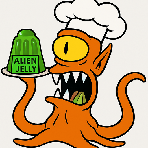 Make my character orange, have a chef's hat and make him hold some Alien Jelly