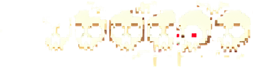 16 bit wall of skulls with red eyes Single Game Texture. In-Game asset. 2d. Blank background. High contrast. No shadows.