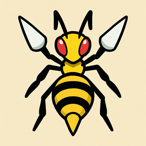 Beedrill visto desde arriba.
In-Game asset.  2d.  High contrast.  No shadows