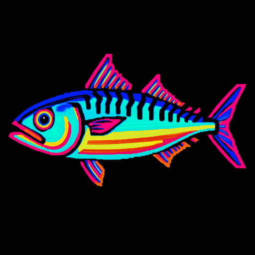 A mackerel. 80s arcade machine graphics. 
Swimming Side profile.
In-Game asset.  2d.  High contrast.  No shadows