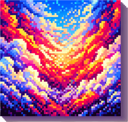 a pixel clouds background.
Single Game Texture.  In-Game asset.  2d.  Blank background.  High contrast.  No shadows
