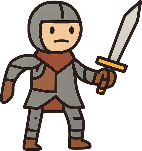 knight warrior. No background. Transparent background. Blank background. No shadows. 2d. In-Game asset. flat