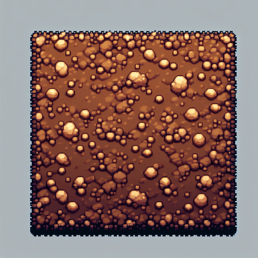 square dirt.
Single Game Texture.  In-Game asset.  2d.  Blank background.  High contrast.  No shadows