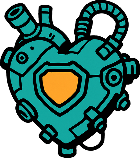 a robotic heart.
In-Game asset.  2d.  High contrast.  No shadows