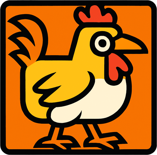 hyper chicken but square.
In-Game asset.  2d.  High contrast.  No shadows