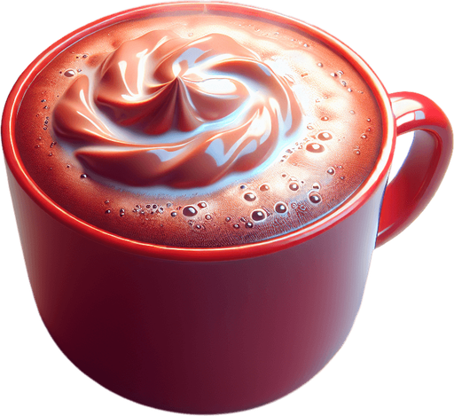 photorealistic red mug of hot chocolate.
ows.