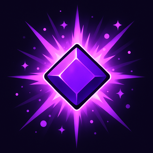 Orta boyutlu, koyu mor renkte, pürüzsüz kenarlı bir 'Kristal' (kare) asseti oluştur. Kristal toplandığında oyuncunun belirli bir özelliğini (örneğin, hızı, canı) geçici olarak artırmalı veya özel bir yetenek kazandırmalı. Toplandığında patlama veya parlama efekti olmalı.".
In-Game asset.  2d.  High contrast.  No shadows