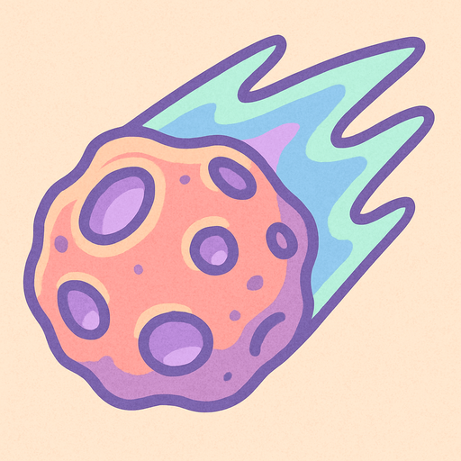 Метеорит без огня пастельные цвета
In-Game asset.  2d.  High contrast.  No shadows