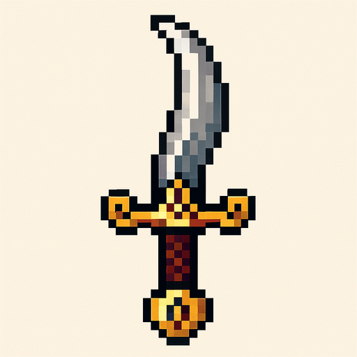 pixel ottoman dagger.
In-Game asset.  2d.  High contrast.  No shadows