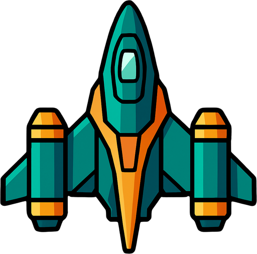 Space ship.
In-Game asset.  2d.  High contrast.  No shadows