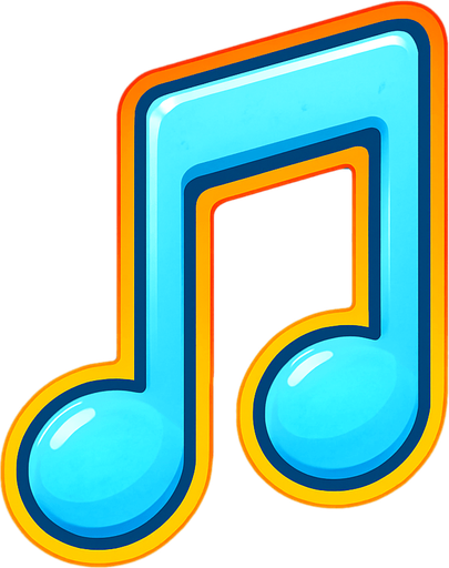 Ice blue with a bright color stroke music note.
In-Game asset.  2d.  High contrast.  No shadows