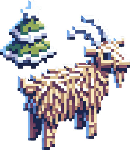 A straw goat christmas decoration. Pixelart. Single Game Texture. In-Game asset. 2d. Blank background. High contrast. No shadows.