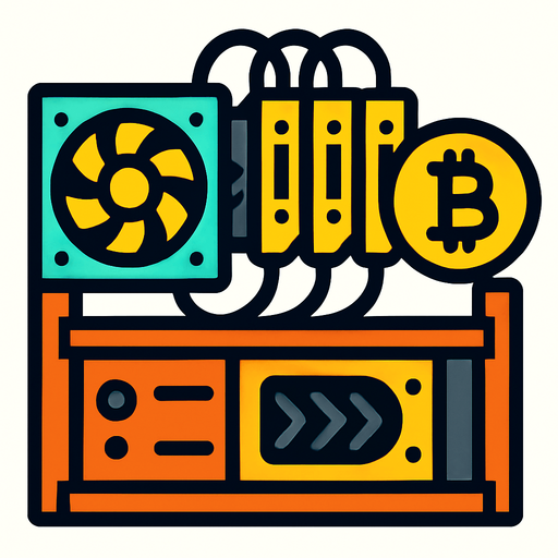 Bitcoin mining rig.
In-Game asset.  2d.  High contrast.  No shadows