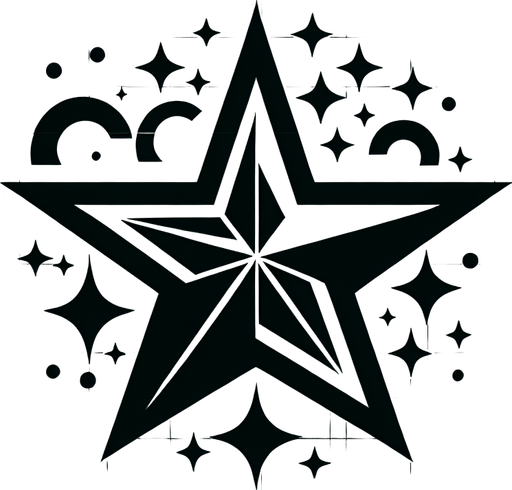 a single 2d star image.
Single Game Texture.  In-Game asset.  2d.  Blank background.  High contrast.  No shadows