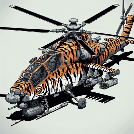 tiger stripe helicopter war.
Single Game Texture.  In-Game asset.  2d.  Blank background.  High contrast.  No shadows