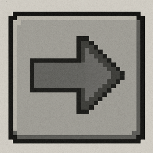 Cuadro gris con bordes negros que dentro tenga una flecha apuntando a la derecha pixelada.
In-Game asset.  No shadows