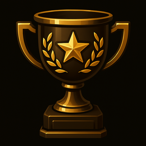 Copa de logros elegante en colores dorados oscuros y brillantes.
In-Game asset.  2d.  High contrast.  No shadows