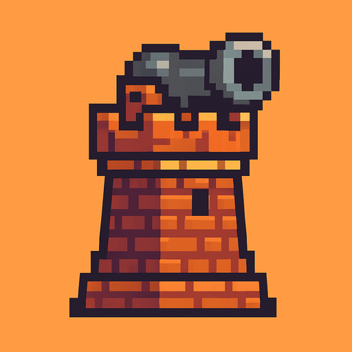topçu kule pixel art.
In-Game asset.  2d.  High contrast.  No shadows