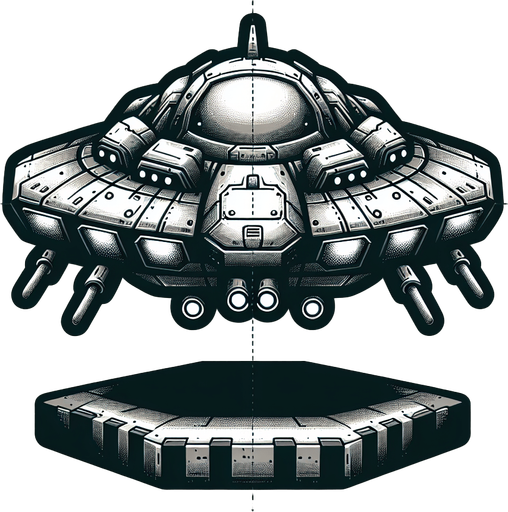 combat ufo.
Single Game Texture.  In-Game asset.  2d.  Blank background.  High contrast.  No shadows