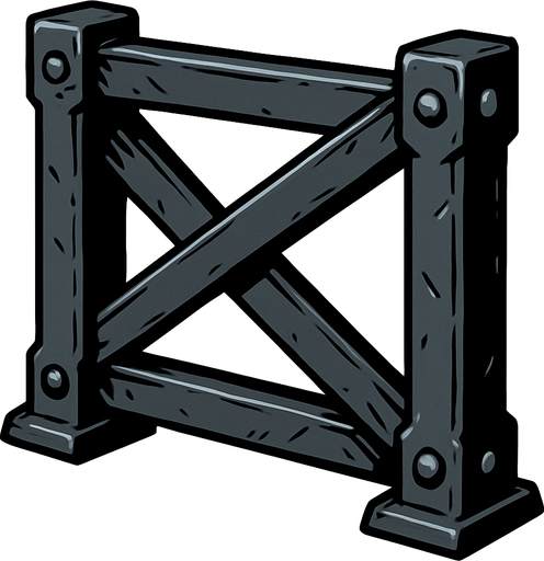 iron barricade.
In-Game asset.  2d.  High contrast.  No shadows