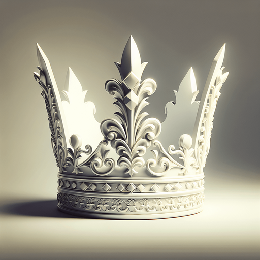 White crown.
Single Game Texture.  In-Game asset.  2d.  Blank background.  High contrast.  No shadows