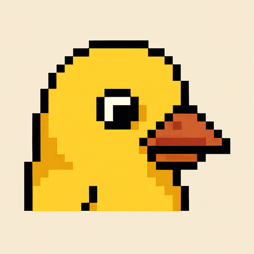 A yellow bird. In pixel art style. The bird should be just like the head part..
In-Game asset.  2d.  High contrast.  No shadows