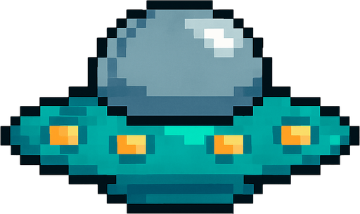 pixel ufo.
In-Game asset.  2d.  High contrast.  No shadows