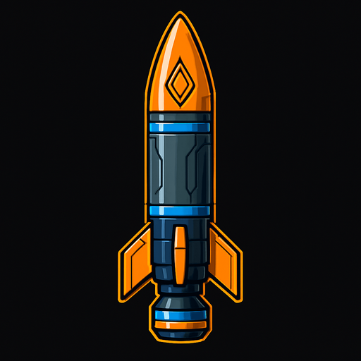 roket mermisi dik bir şekilde 90 derece sci-Fİ.
In-Game asset.  2d.  High contrast.  No shadows