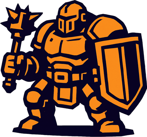 bulky warrior like a tank.
In-Game asset.  2d.  High contrast.  No shadows