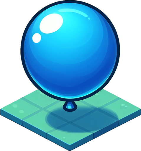 mavi balon.
Single Game Texture.  In-Game asset.  2d.  Blank background.  High contrast.  No shadows