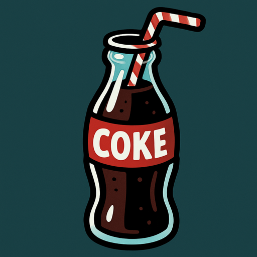 Coke bottle with straw.
In-Game asset.  2d.  High contrast.  No shadows