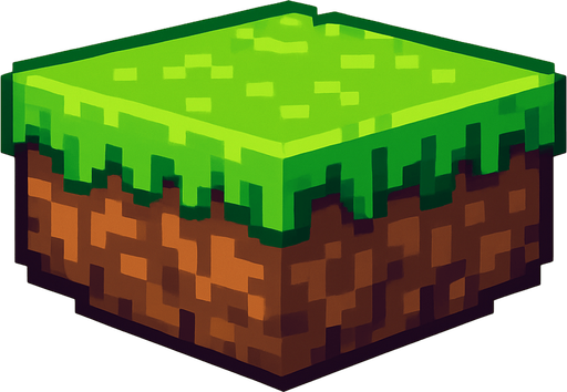 Plataforma flotante con pasto ensima y tierra debajo pixelada.
In-Game asset.  2d.  High contrast.  No shadows