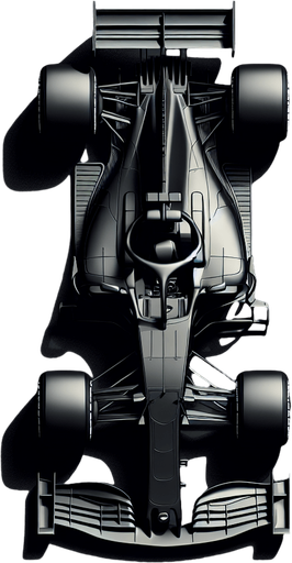 black color top down view racing car.
Single Game Texture.  In-Game asset.  2d.  Blank background.  High contrast.  No shadows
