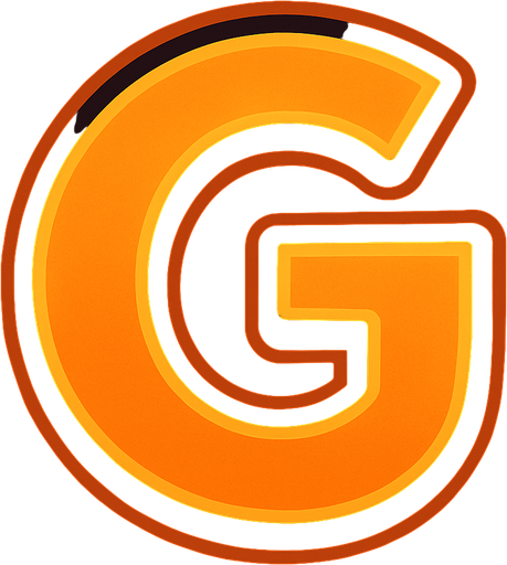 A stylish orange letter G..
In-Game asset.  2d.  High contrast.  No shadows