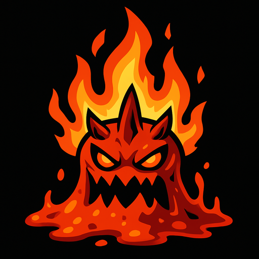 boss slime but like fire and dangereous.
In-Game asset.  2d.  High contrast.  No shadows