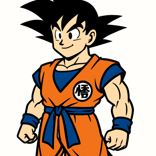 Goku.
In-Game asset.  2d.  High contrast.  No shadows