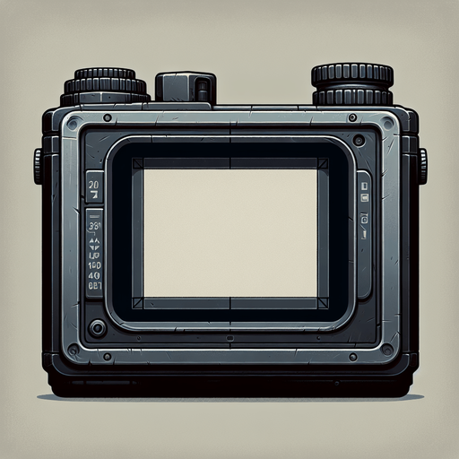 Frame of Camera viewfinder, inside viewfinder view, realistic camera, frame
Single Game Texture. In-Game asset. 2d. Blank background. High contrast. No shadows.
