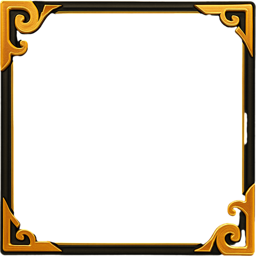 Quiero un rectangulo elegante con colores dorados en las esquinas.
In-Game asset.  2d.  High contrast.  No shadows