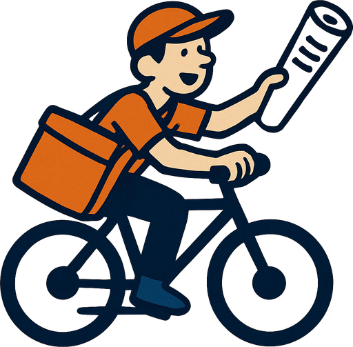 newspaper delivery.
In-Game asset.  2d.  High contrast.  No shadows