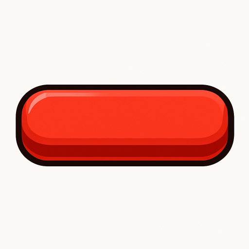 Long Bright red button.
In-Game asset.  2d.  High contrast.  No shadows