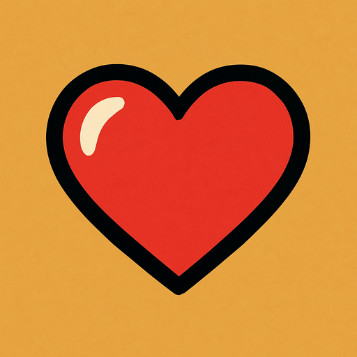cartoony heart for game hud.
In-Game asset.  2d.  High contrast.  No shadows