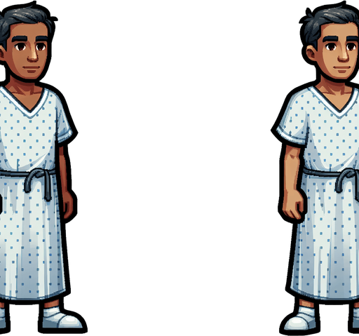 a sprite of a male person in a hospital gown.
a 2d sprite of a male person in a hospital gown