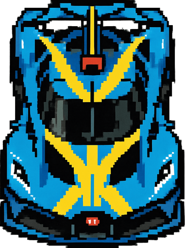 bugatti bolide pixel art bird's eye view.
In-Game asset.  2d.  High contrast.  No shadows
