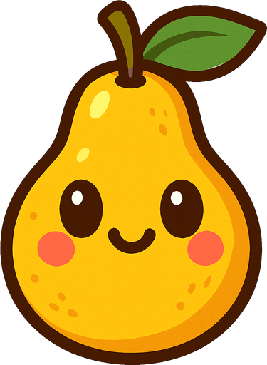 Pear with cute face.
In-Game asset.  2d.  High contrast.  No shadows