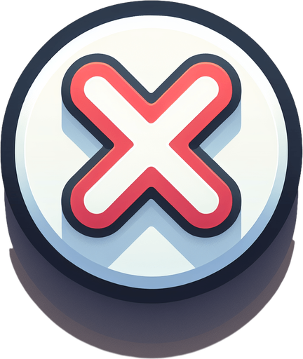 UI close button shoing an X symbol.
Single Game Texture. In-Game asset. 2d. Blank background. High contrast. No shadows.