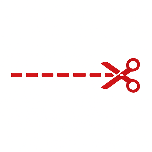 Picture of a straight cutting line in red..
In-Game asset.  2d.  High contrast.  No shadows