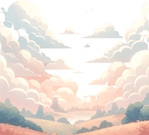 Нужно чтоб был нежный, спокойный фон, с присутсвием облаков.
Single Game Texture. In-Game asset. 2d. Blank background. High contrast. No shadows.