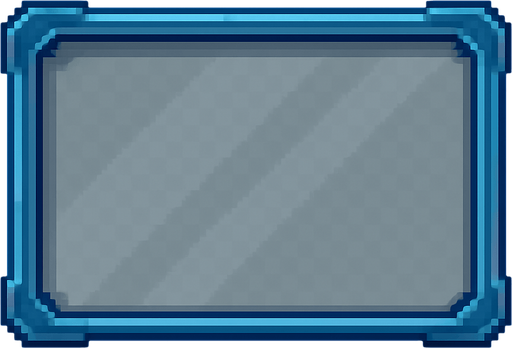 A rectangular, semi-transparent frame..
In-Game asset.  2d.  High contrast.  No shadows
