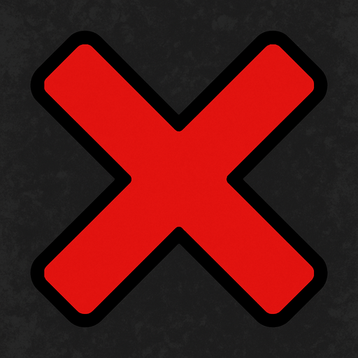 Red X.
In-Game asset.  2d.  High contrast.  No shadows